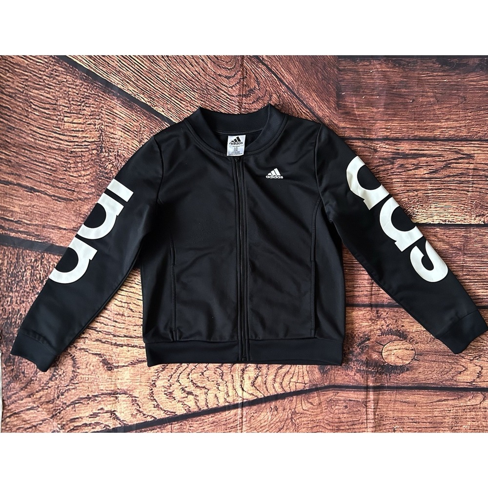 Adidas Black/White Track Jacket LoNG Sleeve Pockets Youth Unisex Large